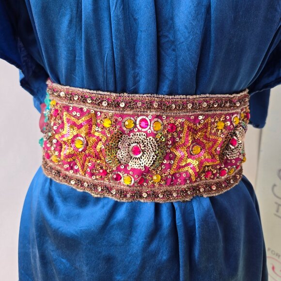 Handmade Rose Bead Embroidered Ornate 1920s-Style Belt Sash Handmade Roses main image 8